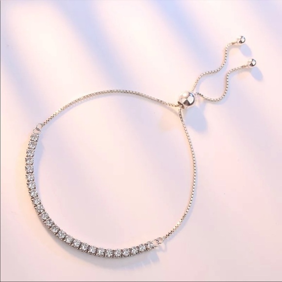 𝅺NEW 925 Sterling Silver Diamond Tennis Bracelet Adjustable - Picture 4 of 8
